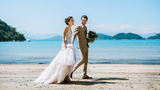 traje de casamento na praia