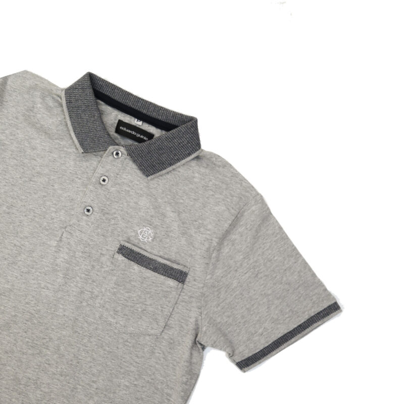 Polo Cinza Mescla com bolso