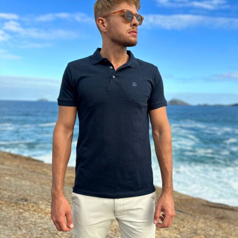 Polo Brazão Lisa - Marinho